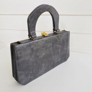 Vintage 60s Susan Gail Original accordion style top handle marble grey handbag